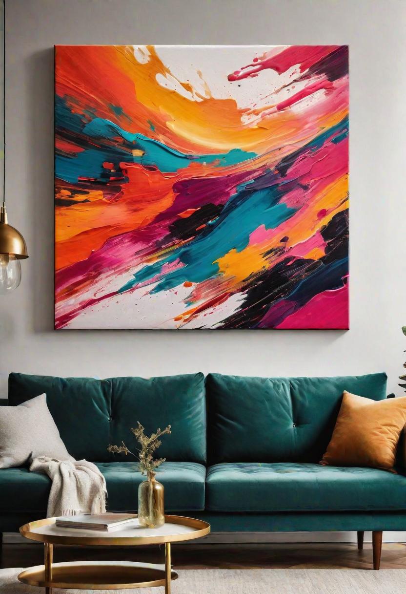29 Kreativ über den Couch Decor -Ideen, um Ihr Wohnzimmer zu verändern 5 3.. Übergroße abstrakte Leinwand Art-0