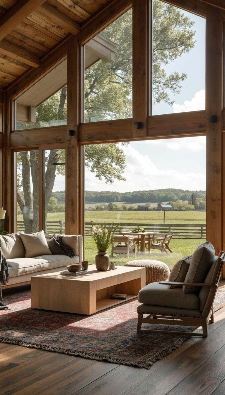 23 Best modern farmhouse living room ideas to inspire you 17 6. Oversized windows for maximizing natural light and the Farm View-0