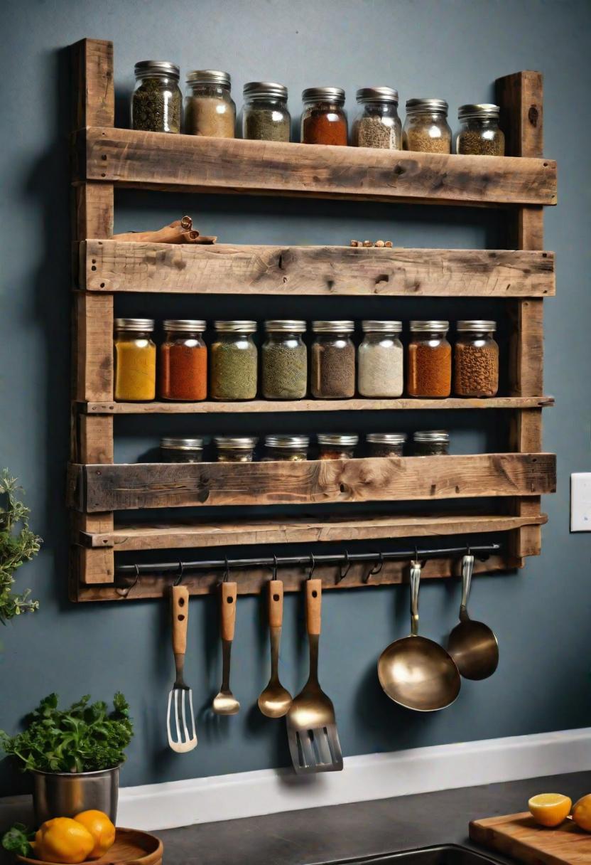 43 Aesthetic Kitchen Ideas to Transform Your Space 48 40. Pallet Wood Spice Rack DIY-0
