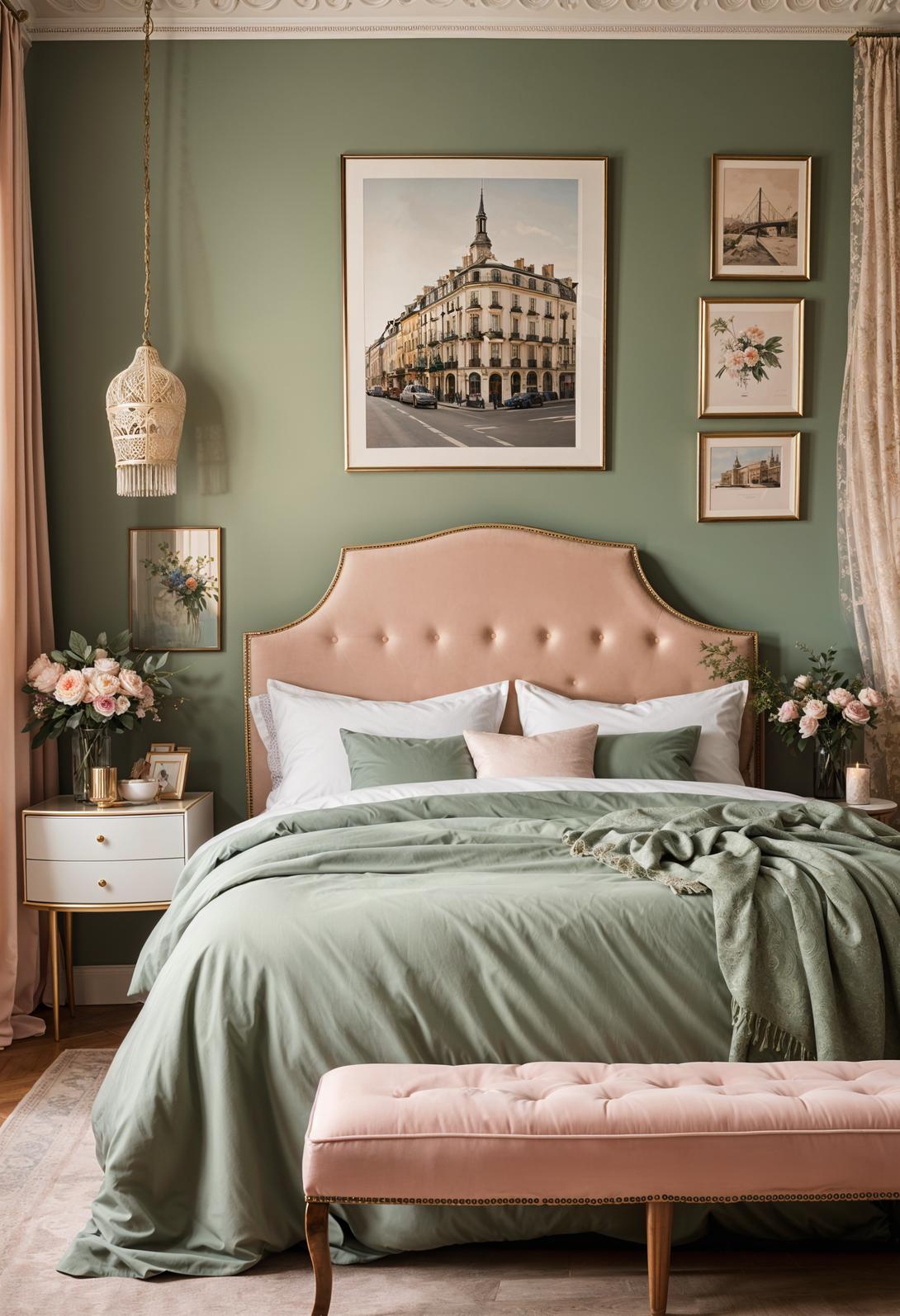 30 Chic Sage Green and Blush Bedroom Ideas 36 18. Parisian-inspired Sage & Blush Bedroom-0