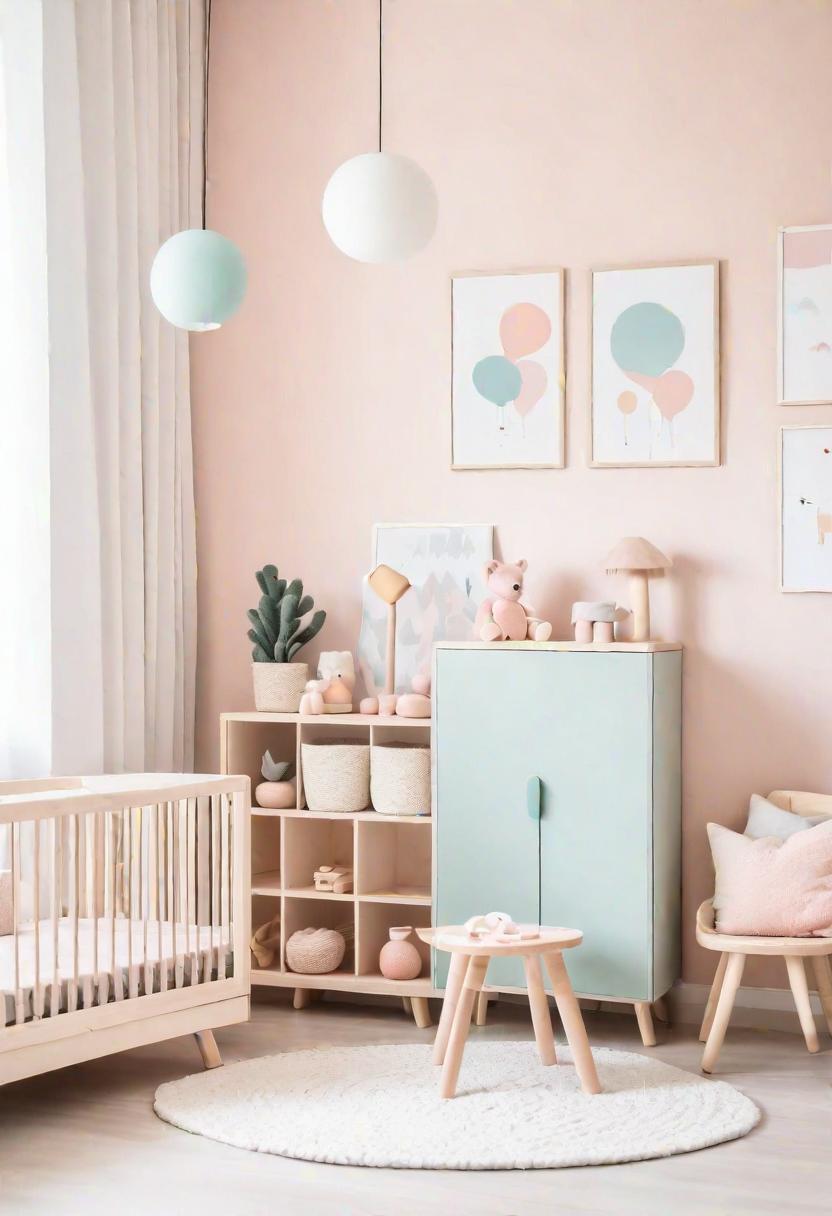 37 Sleek Minimalist Nursery Ideas: Modern, Serene Designs 10 7. Pastel Montessori Toy Corner-0