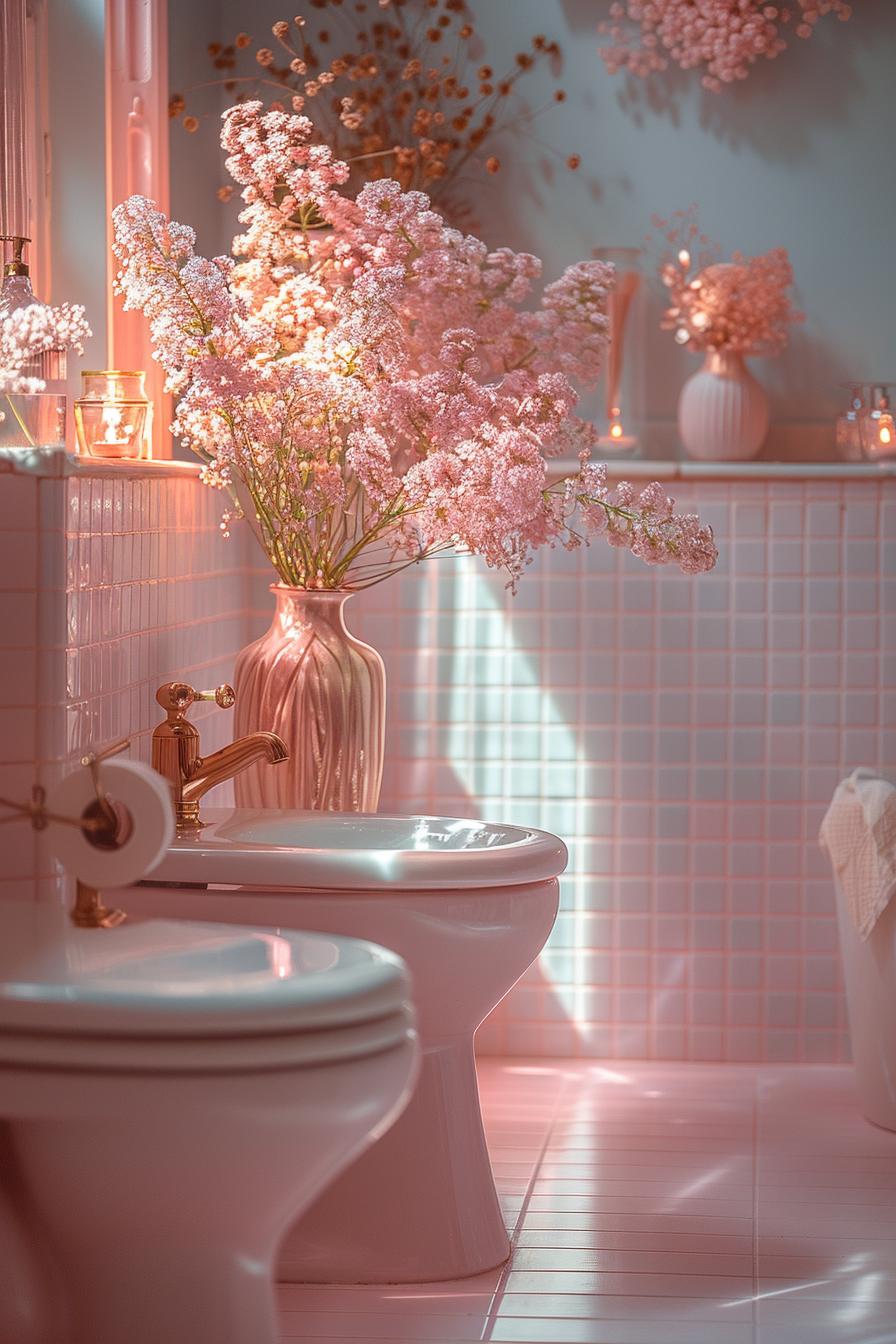 15 chic mid century modern bathroom ideas for timeless elegance 39 13. Pastel pink with metallic accent-0