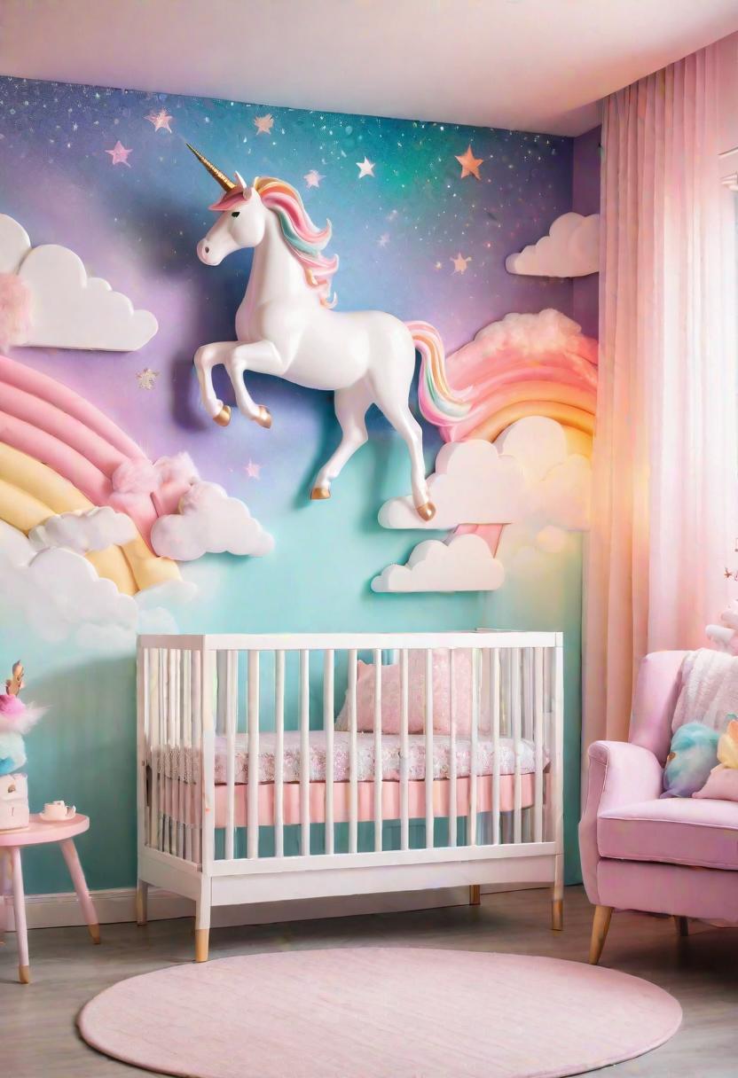 61 Dreamy Nursery Room Inspirations: From Cozy Corners to Whimsical Themes 59 37. Pastel Unicorn Universe Nursery-0