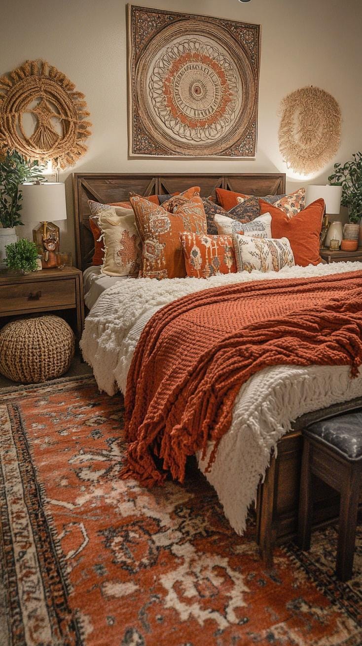 15 unique Boho bedroom -Decor ideas that you have to see 6 2. Patterned pillow for boho bedroom-0