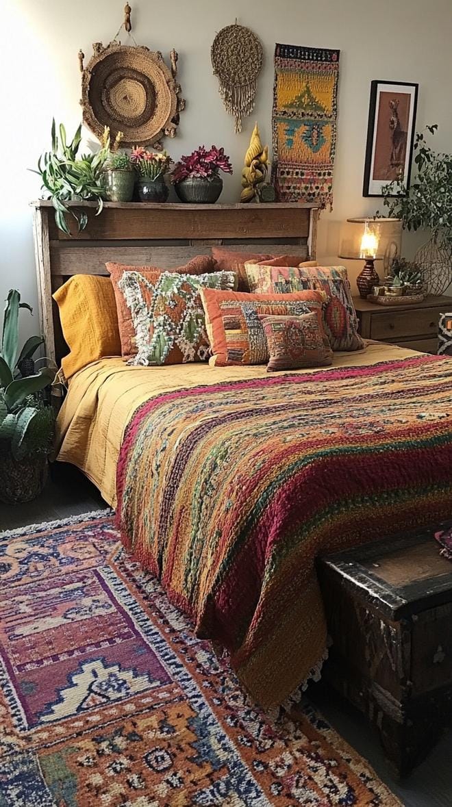 15 unique Boho bedroom -Decor ideas that you have to see 8 2. Patterned pillow for boho bedroom-2