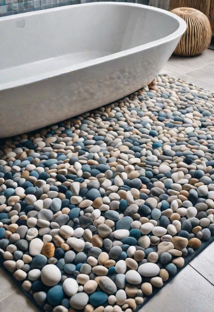43 Inspiring Coastal Living Room Ideas 35 33. Pebble Bath Mat DIY-0
