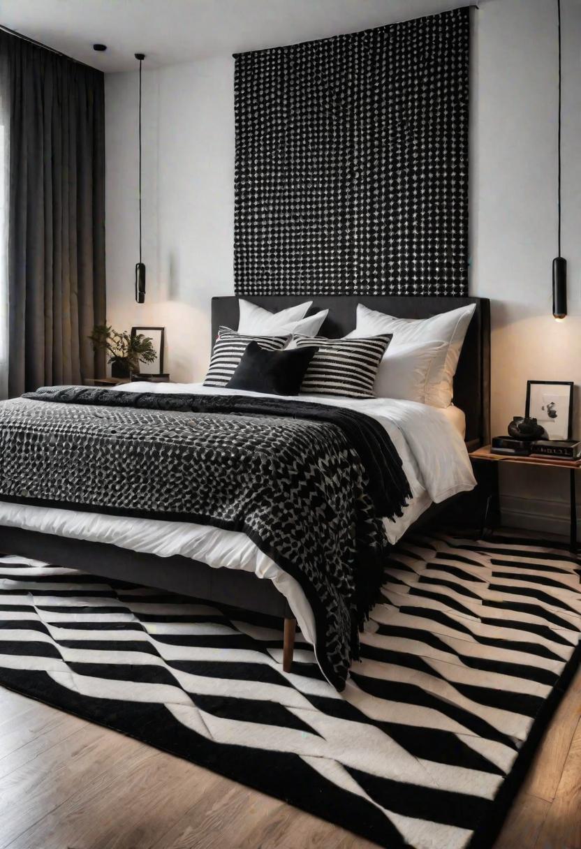 45 Black and White Bedroom Ideas for Timeless Elegance 37 35. Perception-Play Area Rug-0
