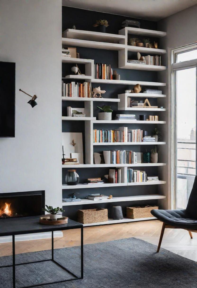 Small Space, Big Impact: 34 Minimalist Living Room Ideas for Every Apartment 35 33. Perimeter Shelving: Maximize Minimalist Space-0