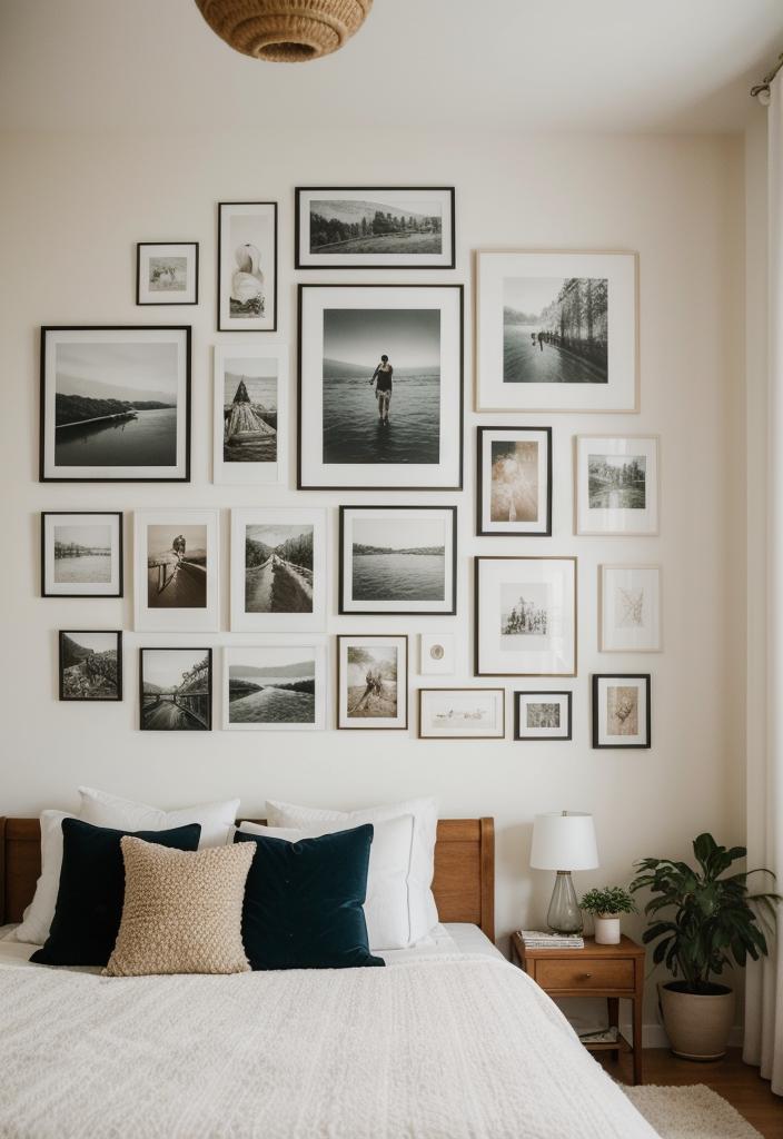 35 Stunning Bedroom Accent Walls for a Cozy Makeover 22 11. Personal Gallery Wall Inspiration-1