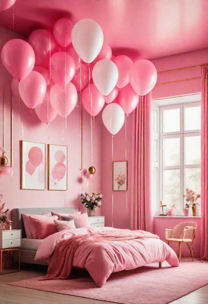 63 Luxurious Pink Bedrooms to Warm Up Your Space 47 45. Pink Bedroom Décor: Ceiling Balloons-0