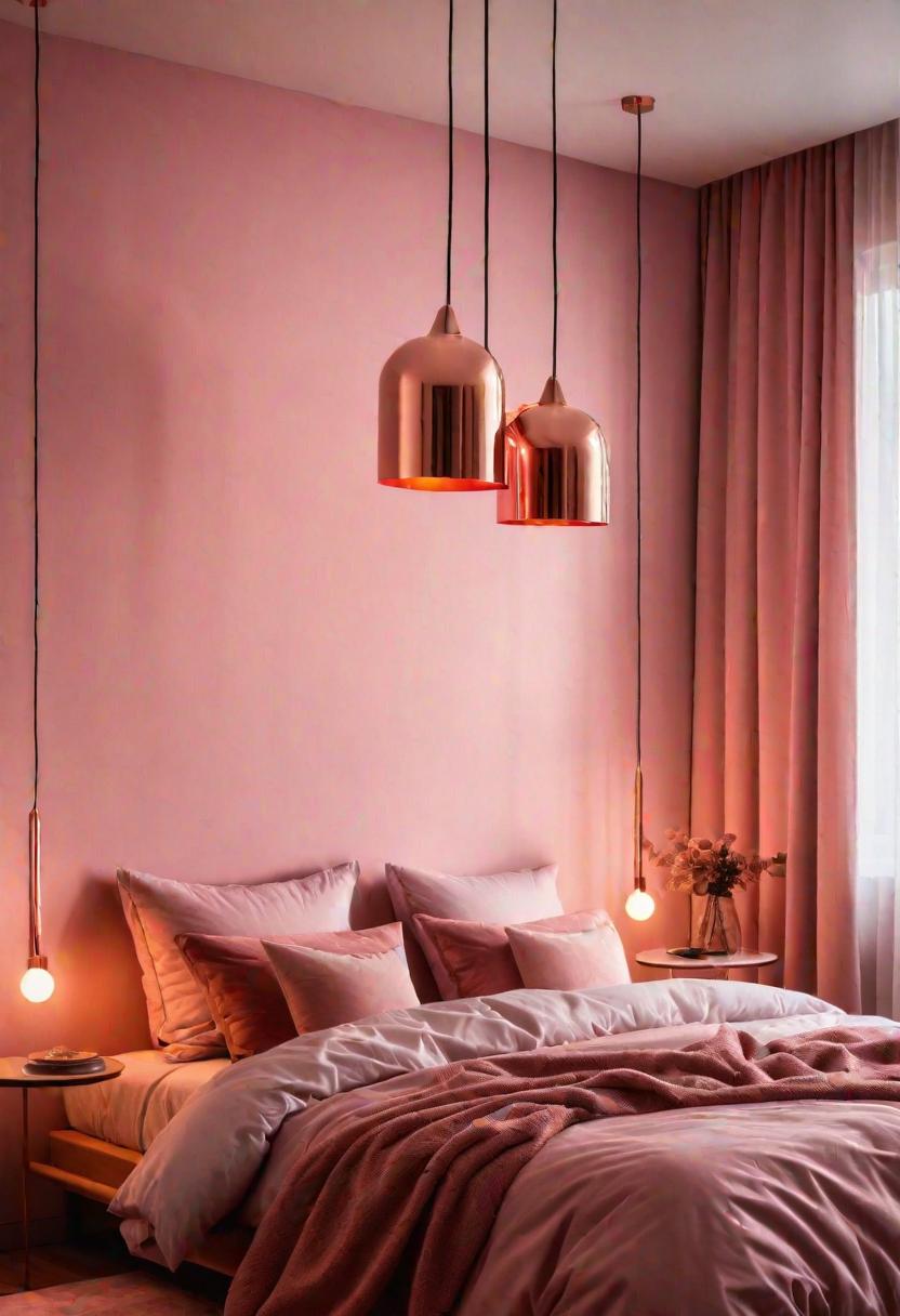 63 Luxurious Pink Bedrooms to Warm Up Your Space 9 7. Pink Bedroom Lighting-0