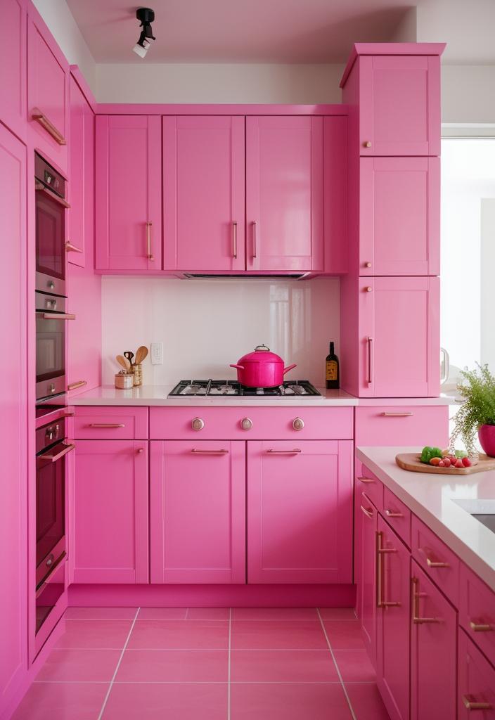 35 Charming Pink Kitchen Ideas: a Feminine Flair in Your Cooking Space 16 13. Pink Dutch Oven Decor-0