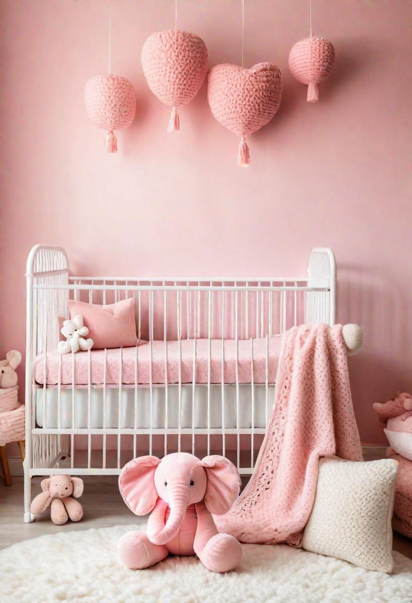 19 Dreamy Pink Boho Kindergarten Ideas: A mixture of warmth, moody and chic Bohemian Style 17 12. Pink Elephant crochet fabric-0