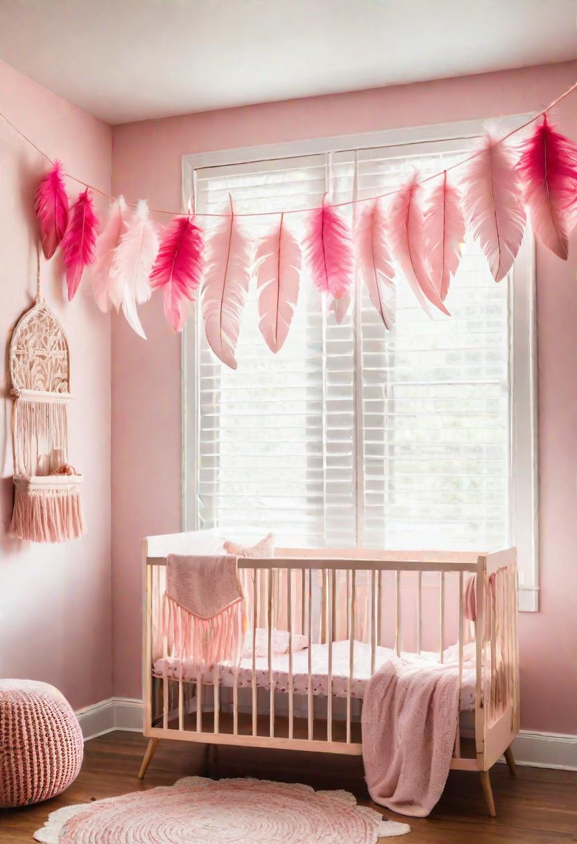 19 Dreamy Pink Boho Kindergarten Ideas: A mixture of warmth, moody and chic Bohemian Style 8 6. Pink Feather Garland Tutorial-0