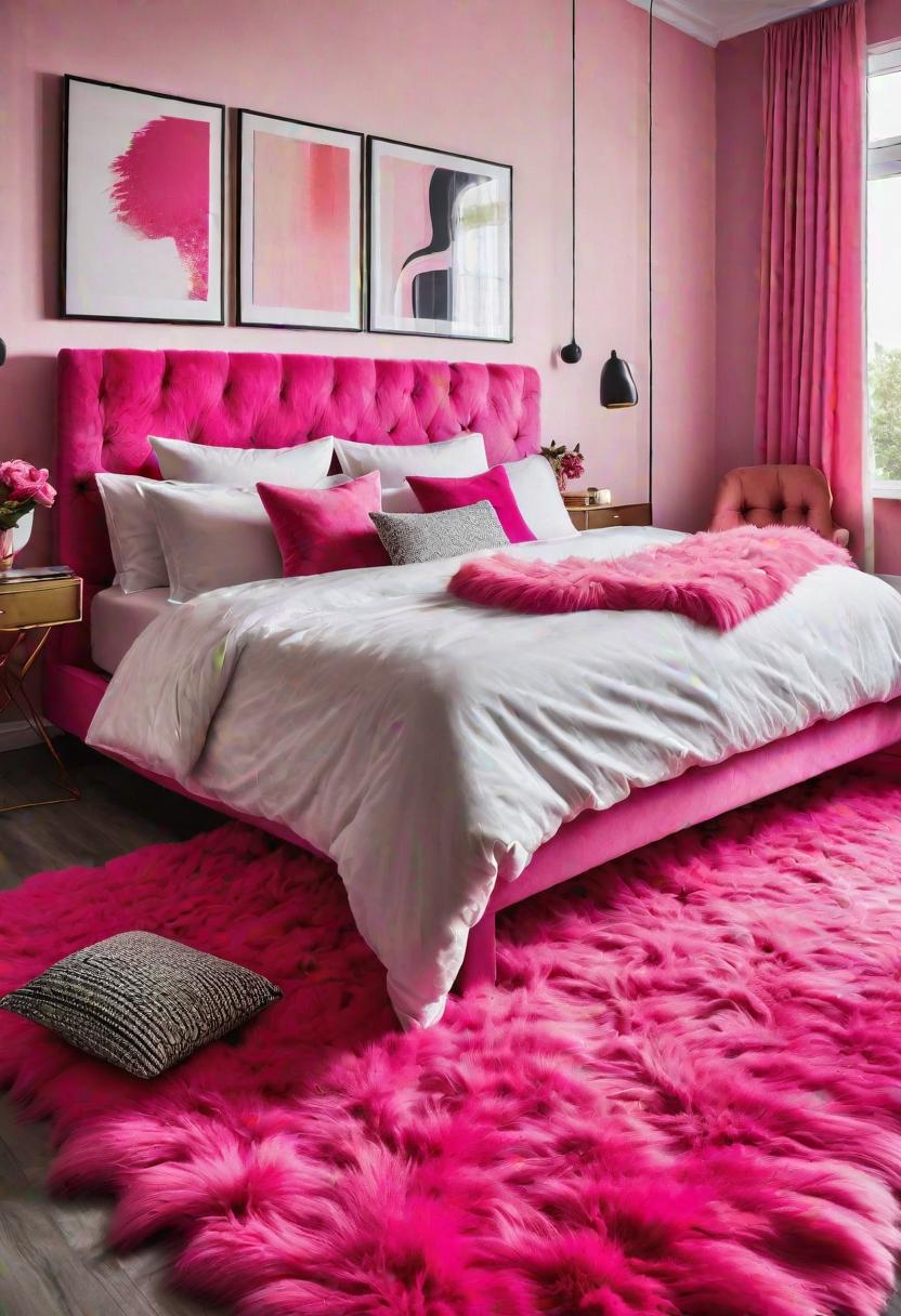63 Luxurious Pink Bedrooms to Warm Up Your Space 37 35. Pink Furry Rug-0