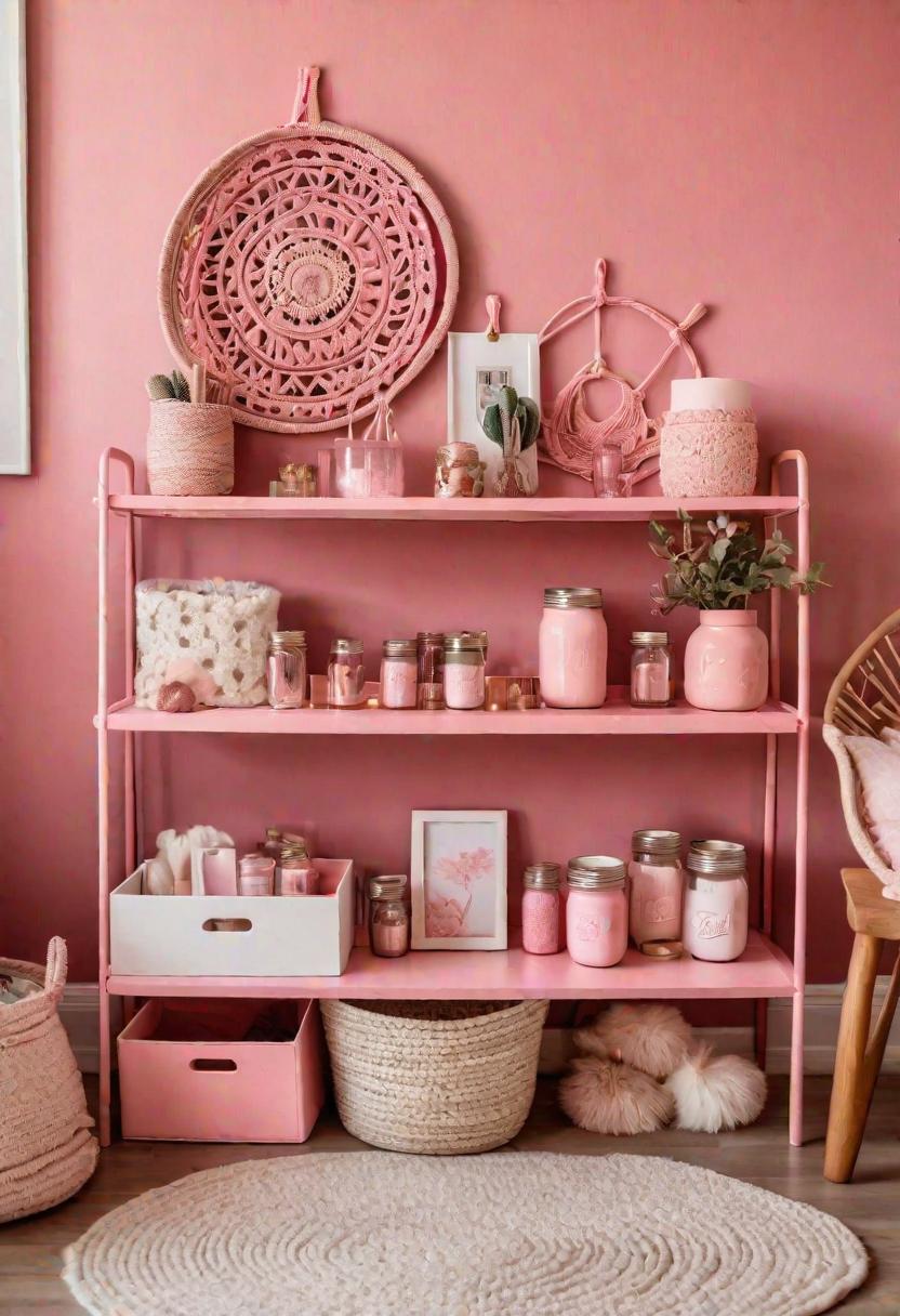 19 Dreamy Pink Boho Kindergarten Ideas: A mixture of warmth, moody and chic Bohemian Style 15 11. Pink Mason Jar Organizer-1