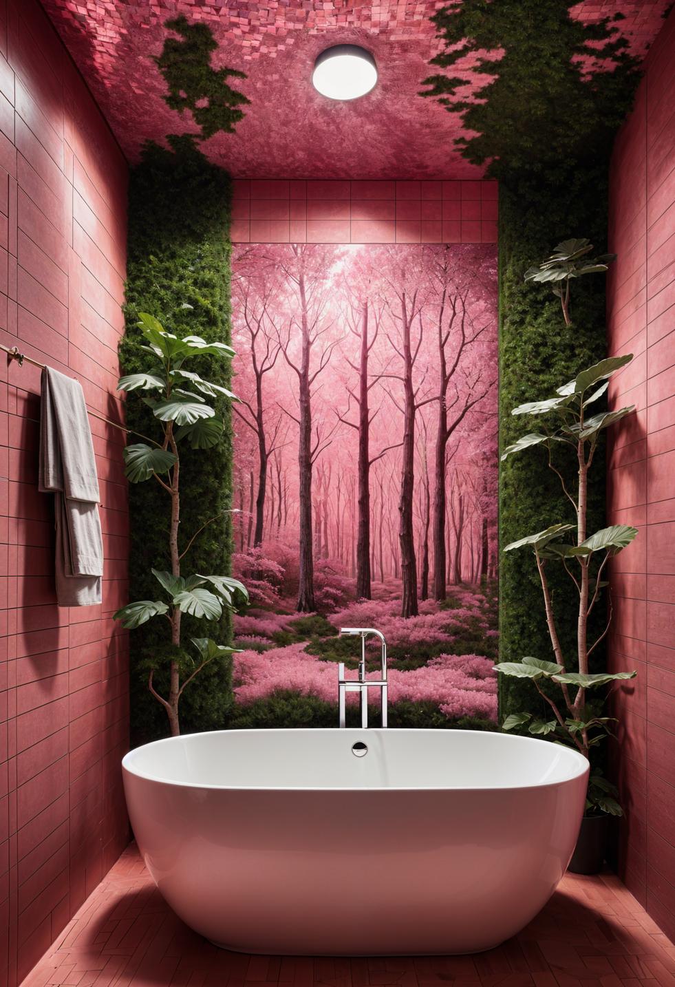 22 trendy pink bathroom designs 33 22. Pink Mosaic Enchanted Forest Decor-0