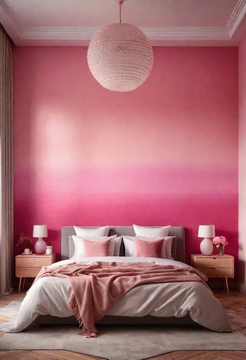 63 Luxurious Pink Bedrooms to Warm Up Your Space 23 21. Pink Ombre Wall Paint Technique-0