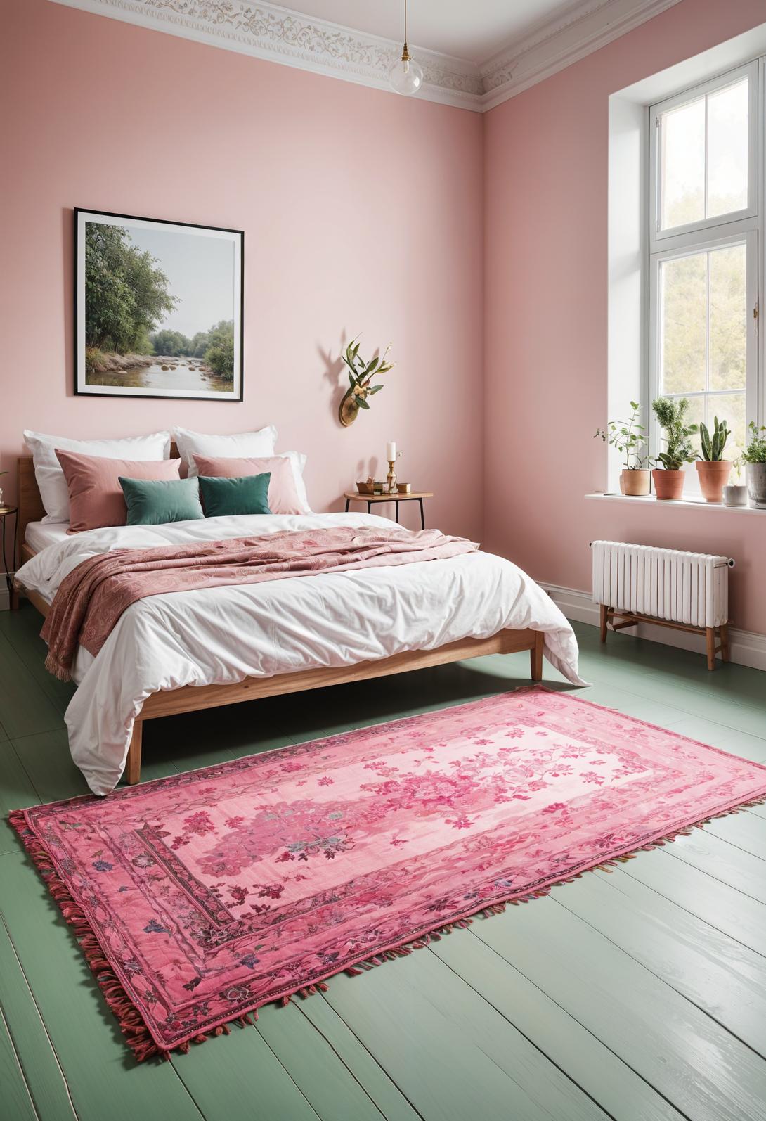 31 Chic Sage Green and Pink Bedroom Inspirations 20 12. Pink Rugs on Sage Floors-0