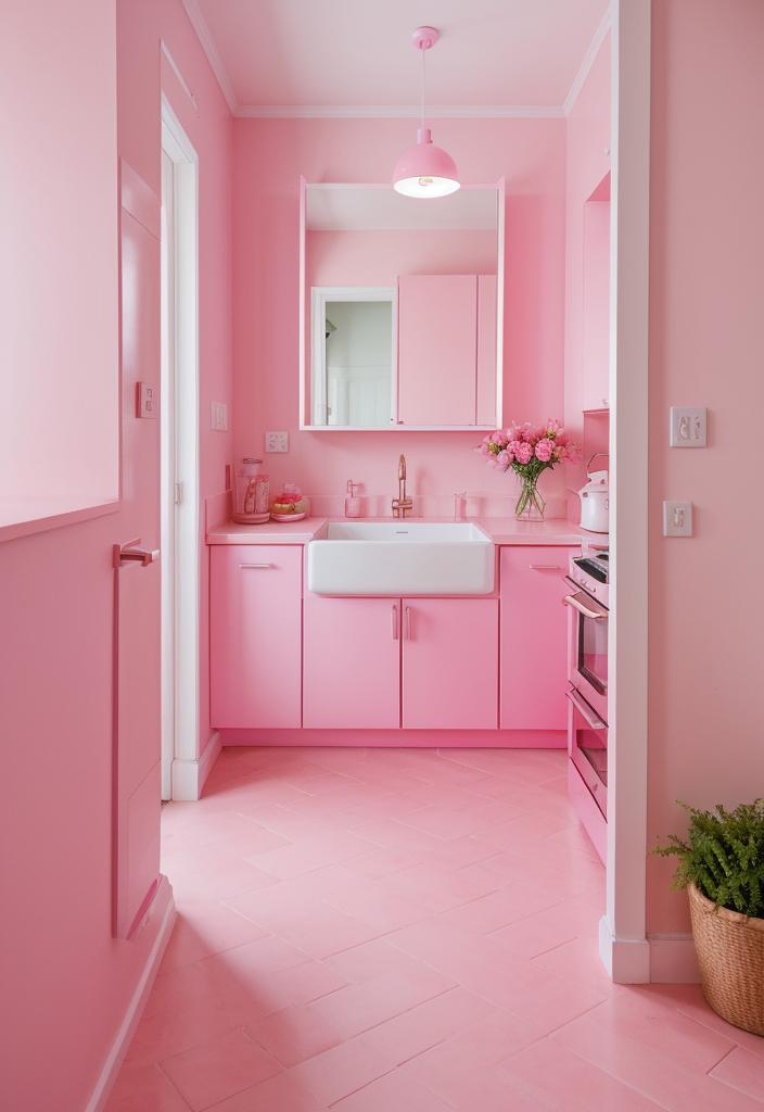 35 Charming Pink Kitchen Ideas: a Feminine Flair in Your Cooking Space 29 25. Pink Sink Statement Piece-0