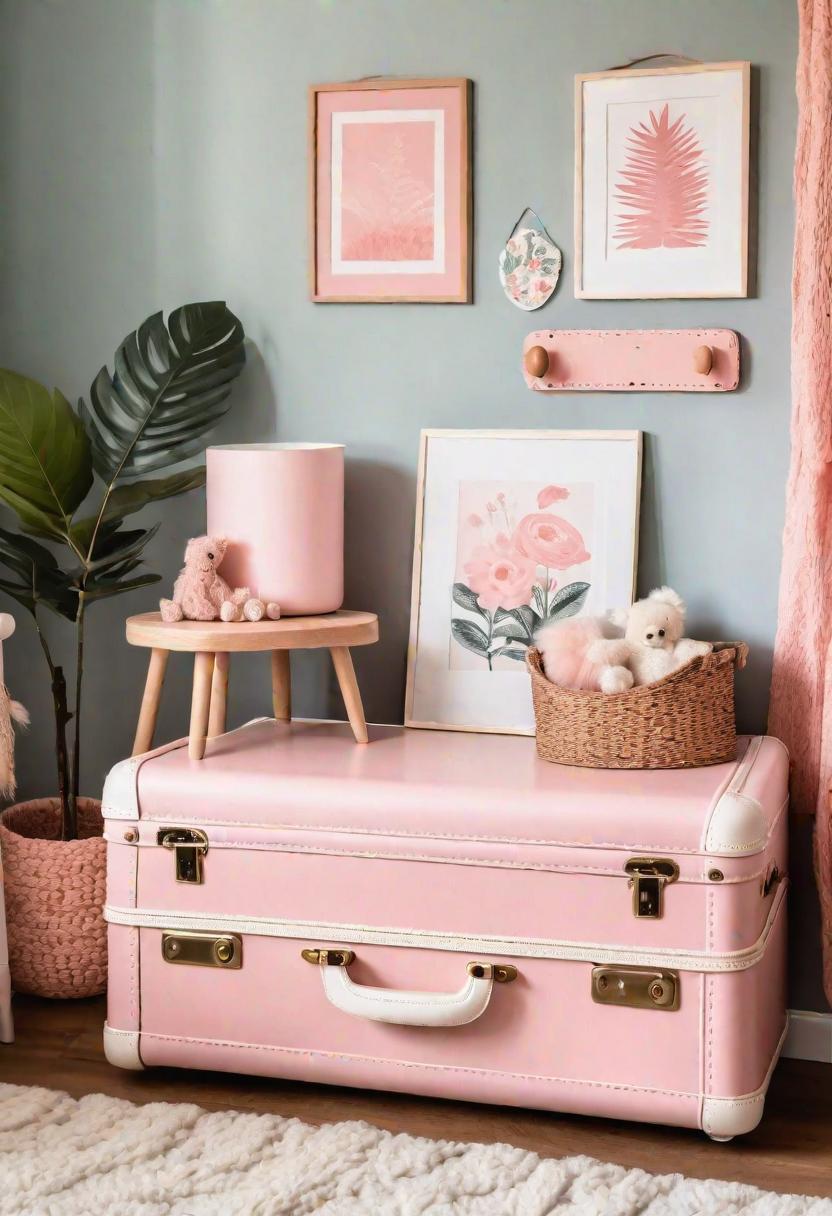 19 Dreamy Pink Boho Kindergarten Ideas: A mixture of warmth, moody and chic Bohemian Style 18 13. Pink suitcase storage ideas 0