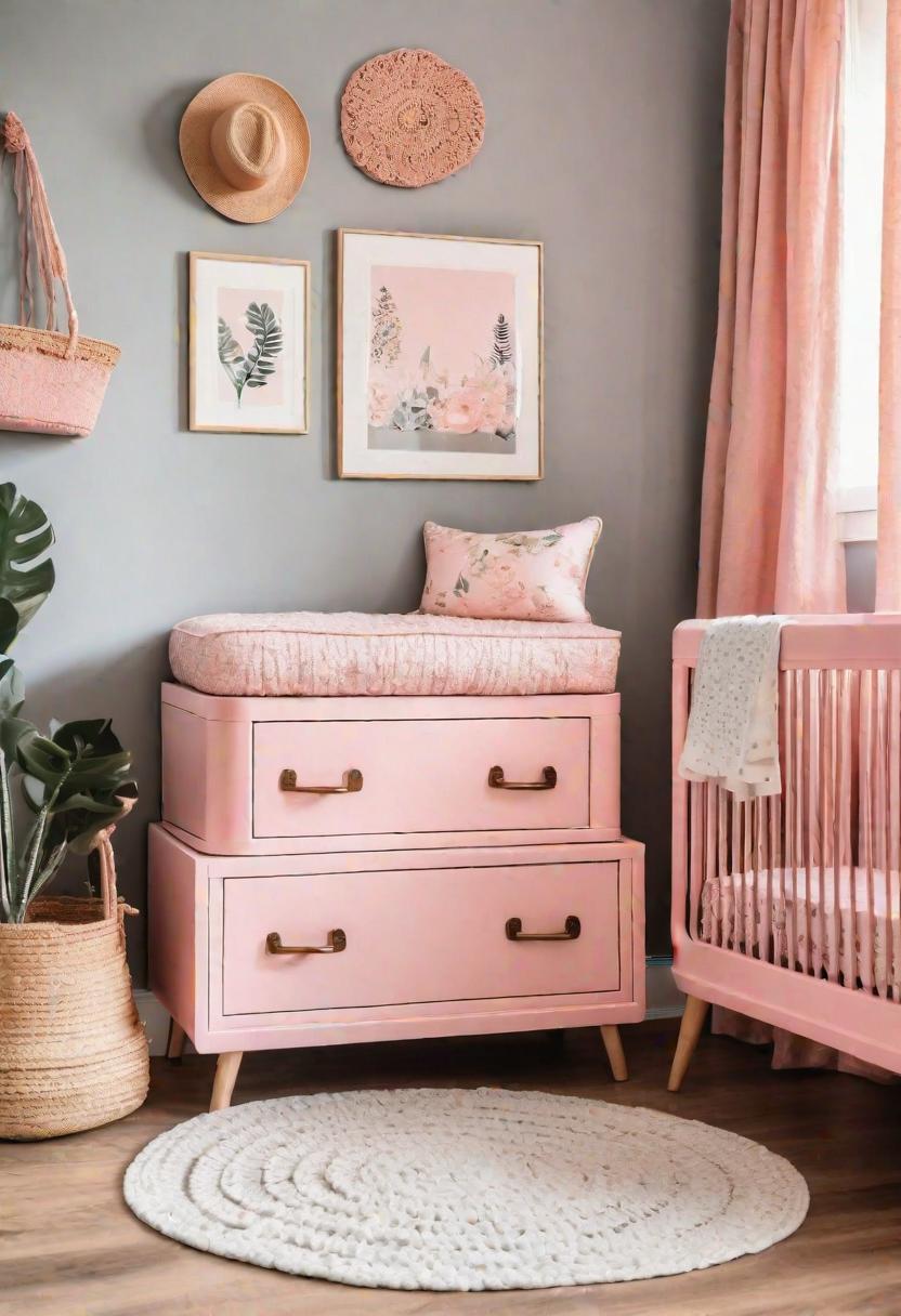 19 Dreamy Pink Boho Kindergarten Ideas: A mixture of warmth, moody and chic Bohemian Style 19 13. Pink suitcase storage ideas-1