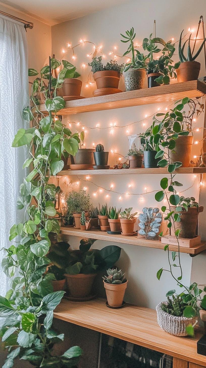 15 unique Boho bedroom decoration ideas that you have to see 24 8. Plant-filled boho shelf styling-2