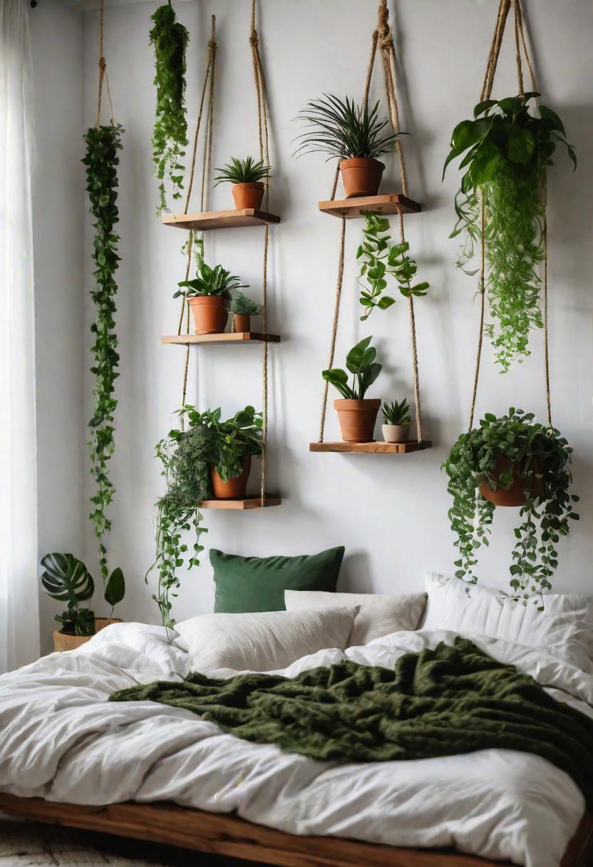 61 Inspiring Bedroom Wall Decor Ideas: Transform Your Space into a Dreamy Retreat 21 19. Plant Wall Shelves-0