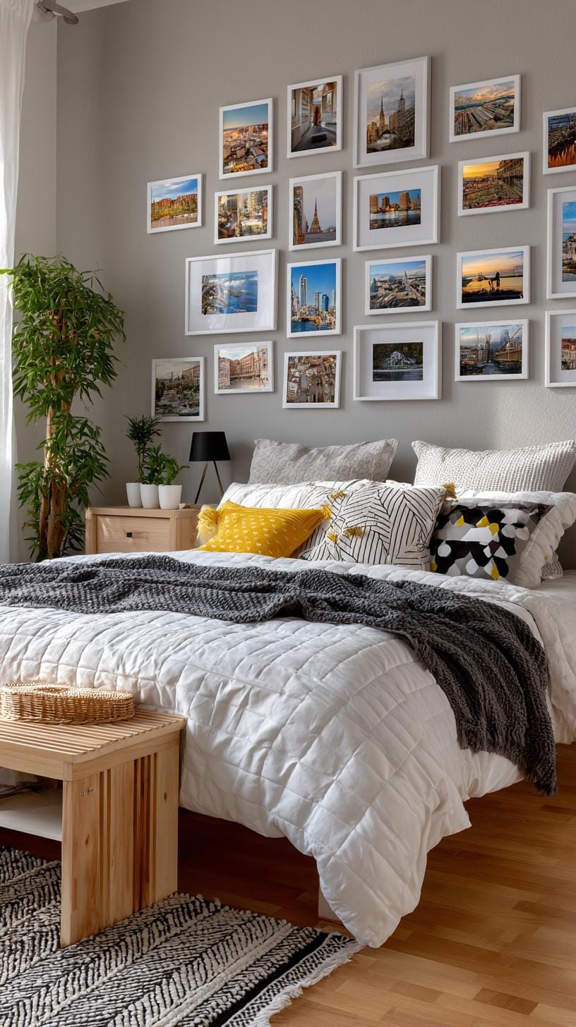37 Gallery Wall Decor Ideas: Layouts And Styles to Elevate Any Room 69 23. Polaroid style mini grid with small photos tightly spaced in rows-0