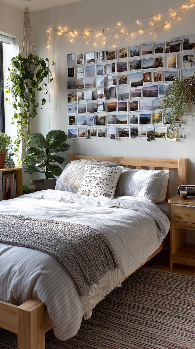 37 Gallery Wall Decor Ideas: Layouts And Styles to Elevate Any Room 71 23. Polaroid style mini grid with small photos tightly spaced in rows-2
