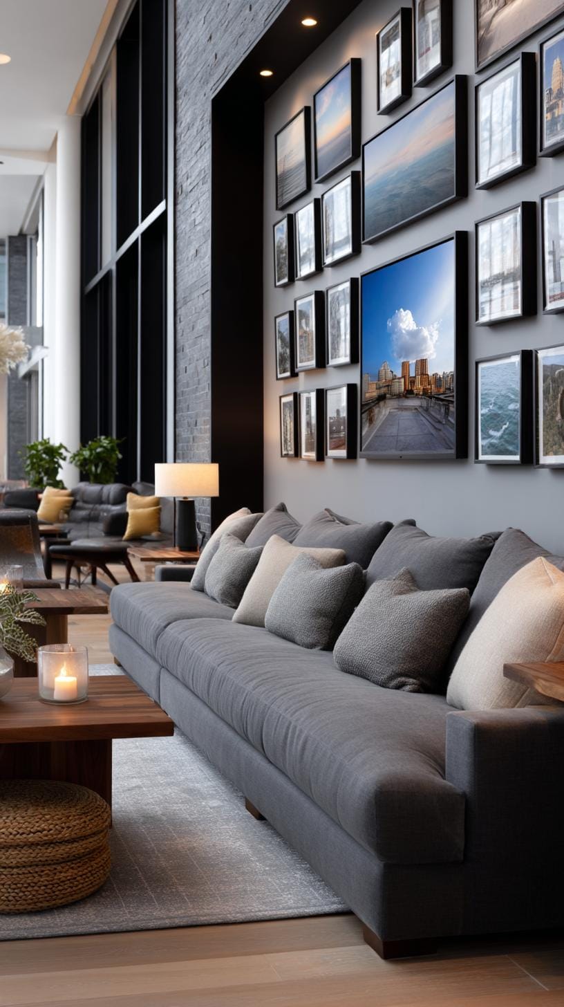37 Gallery Wall Decor Ideas: Layouts And Styles to Elevate Any Room 72 23. Polaroid style mini grid with small photos tightly spaced in rows-3