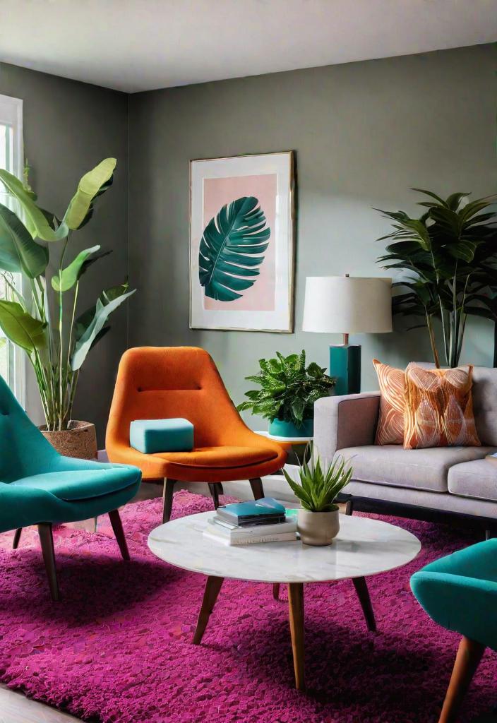 27 schöne Mitte des Jahrhunderts moderne Wohnzimmer 24 19. Pop-Farb-Shag Rug-0