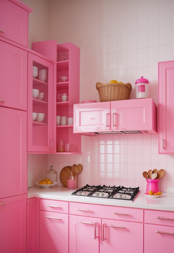 35 Charming Pink Kitchen Ideas: a Feminine Flair in Your Cooking Space 18 15. Pop of Pink Kitchen Gadgets-0