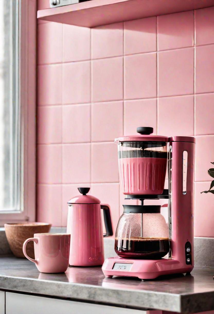 35 Charming Pink Kitchen Ideas: a Feminine Flair in Your Cooking Space 22 19. Pretty Pink Coffee Maker-0