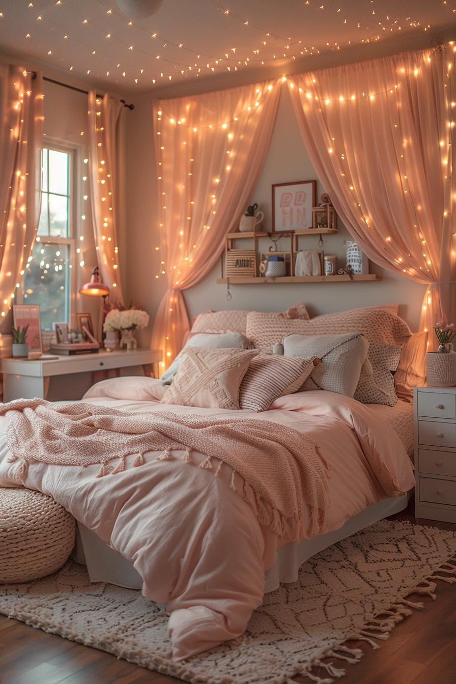 21 Cozy dormitory inspiration to maximize small rooms 13 5. Pretty in pink dormitory decor-0