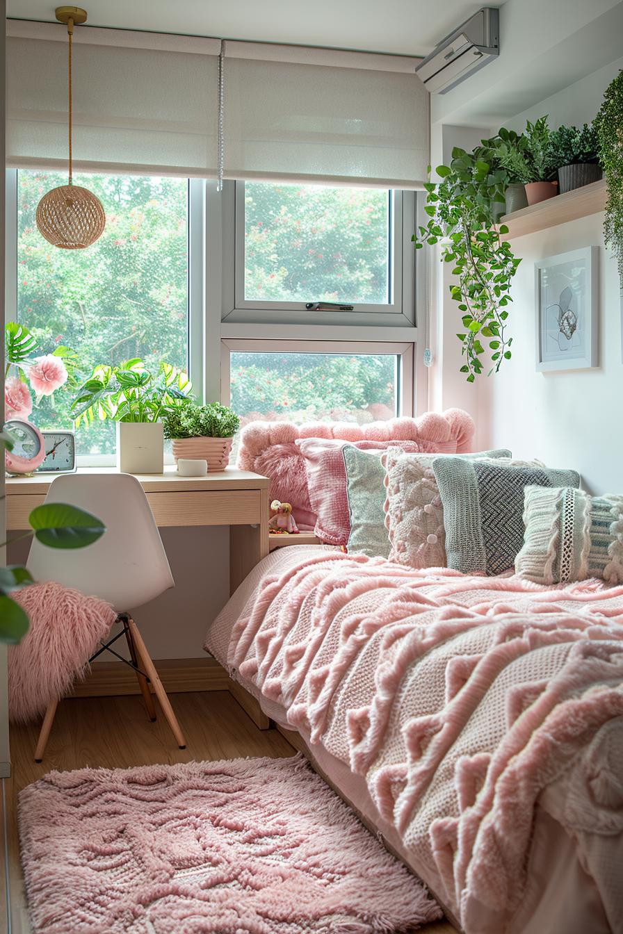 21 Cozy dormitory inspiration to maximize small rooms 14 5. Pretty in pink dormitory decor-1