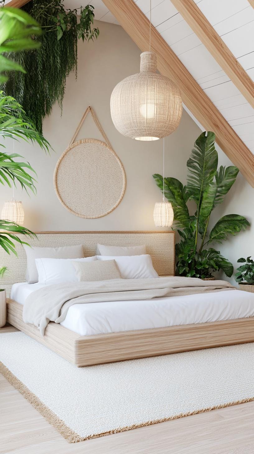 21 sweet attic bedroom ideas that you will love 47 14. Create a quiet Zen atmosphere with Tatami mats, low beds and lush green-2