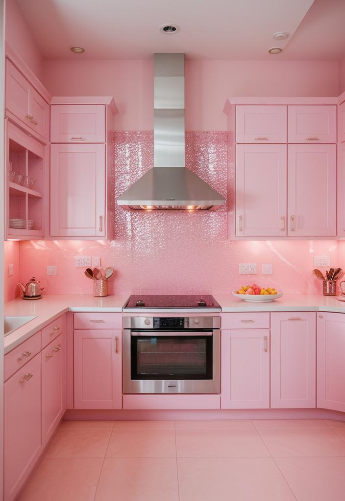 35 Charming Pink Kitchen Ideas: a Feminine Flair in Your Cooking Space 27 23. Quartz Backsplash in Taffy Pink-0