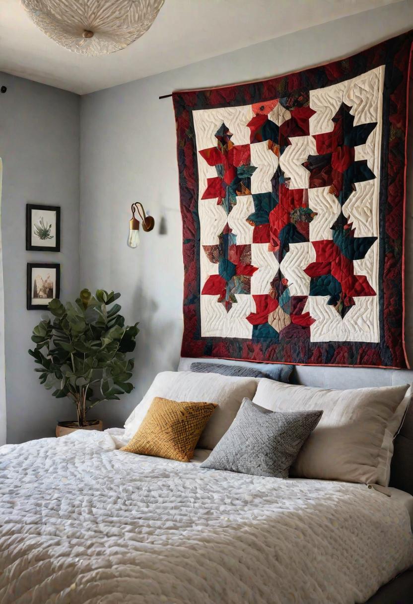 61 Inspiring Bedroom Wall Decor Ideas: Transform Your Space into a Dreamy Retreat 36 34. Quilted Wall Hanging Ideas-0