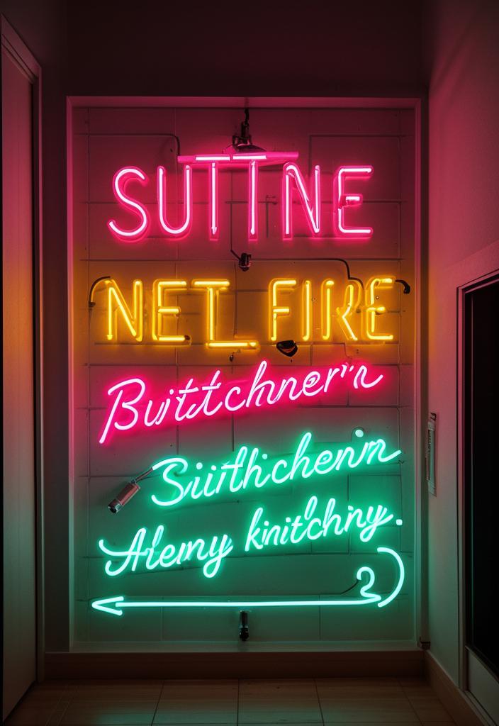 43 Inspiring Kitchen Decor Ideas: Stylish and Functional Accents 32 23. Quirky Neon Kitchen Quotes-0