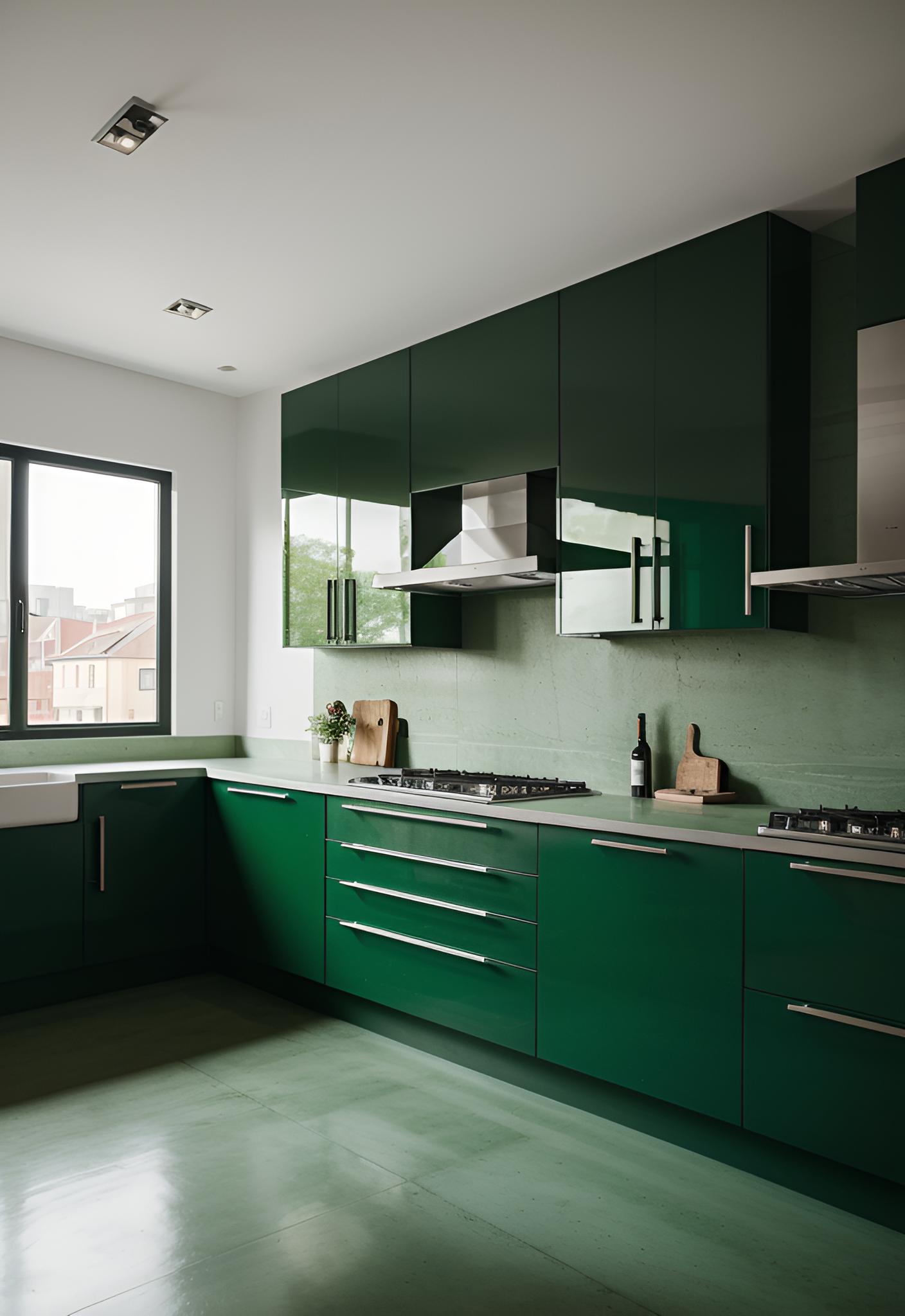 29 atemberaubende grüne Küchenschrank Ideen: üppig, von Natur aus inspirierte Farbtöne 37 29. Rennen Green Cabinets & Beton-0
