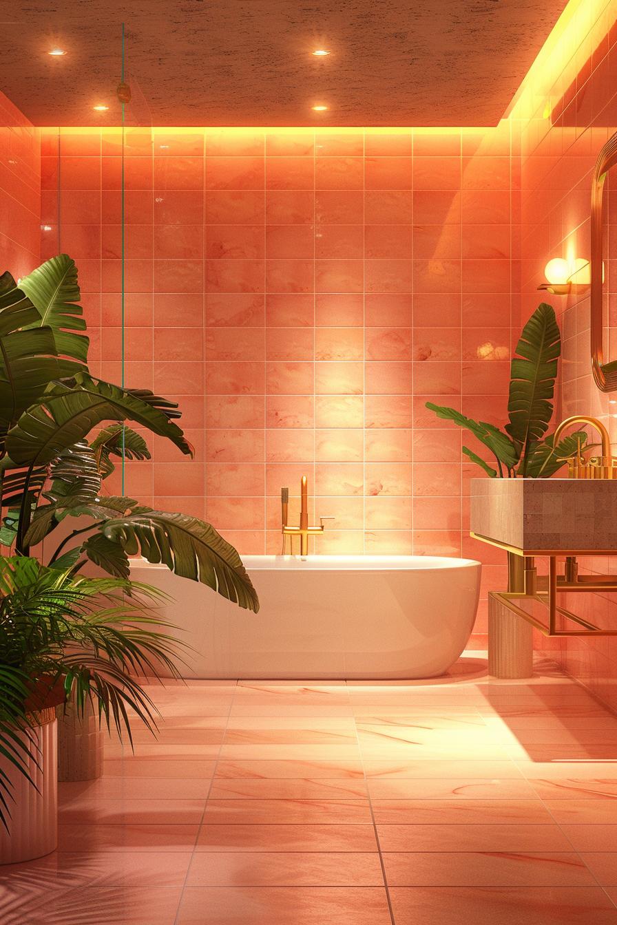 15 trendy bathroom colors for a breathtaking makeover 3 1. Radiation bathroom sunset coral palette-0