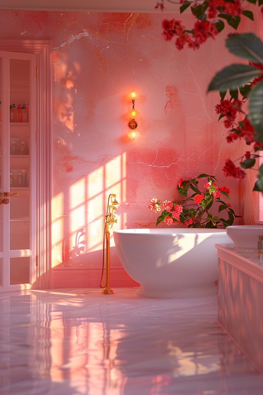 15 trendy bathroom colors for a breathtaking makeover 4 1. Radiation bathroom sunset coral palette-1