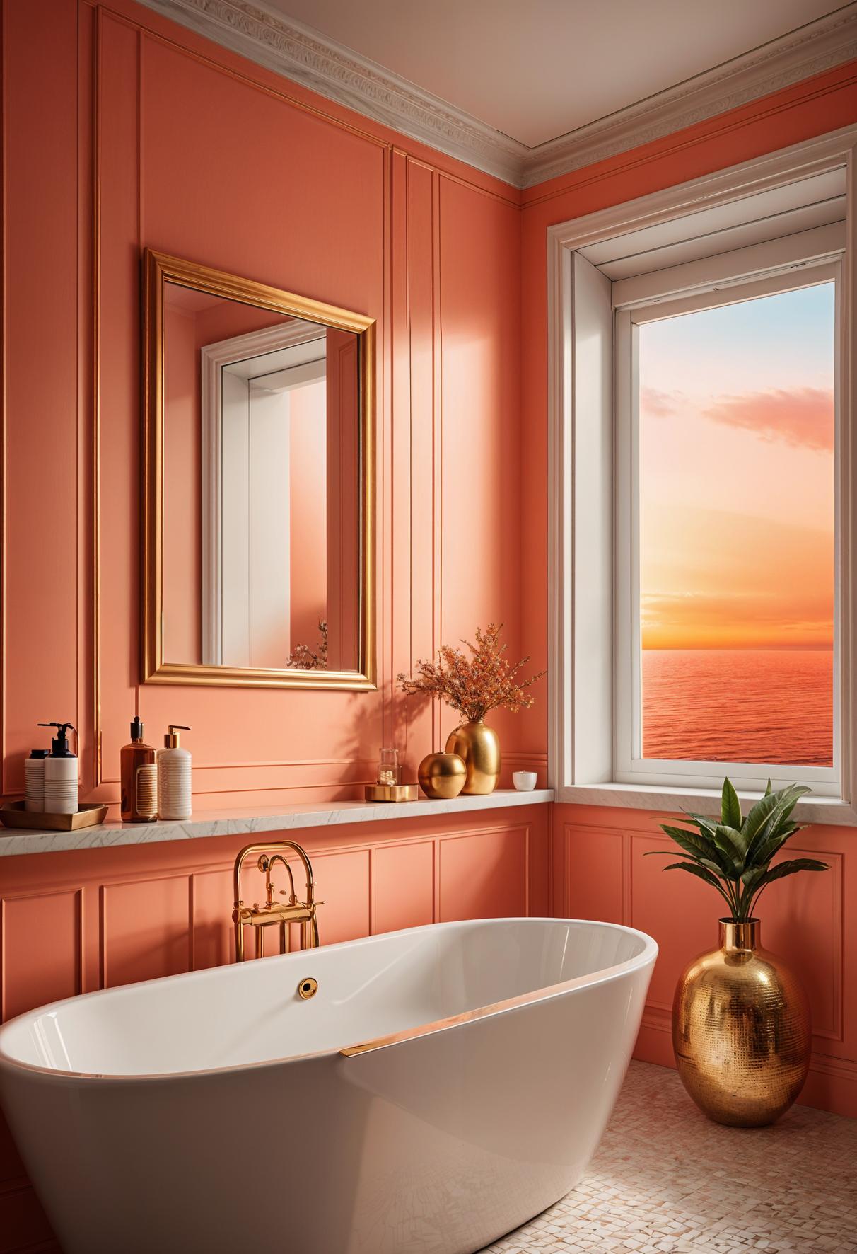 15 trendy bathroom colors for a breathtaking makeover 5 1. Radiant bathroom sunset coral palette-2