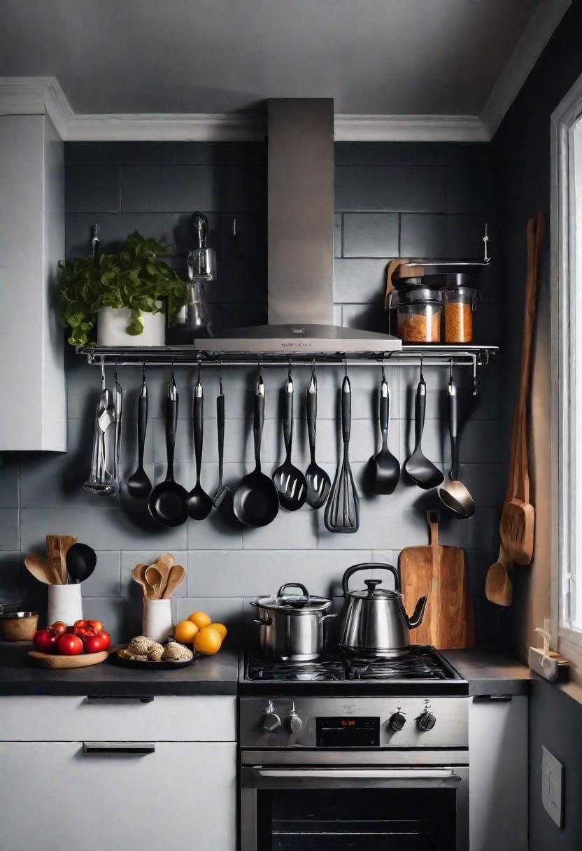 39 Clever Small Kitchen Ideas: Maximize Your Space with Stylish and Functional Designs 42 33. Rail And Hook Organization System-0