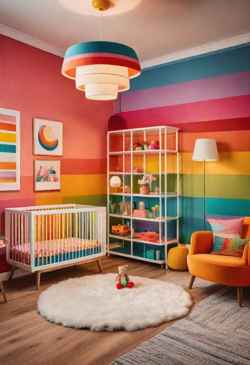 61 Dreamy Nursery Room Inspirations: From Cozy Corners to Whimsical Themes 18 11. Rainbow Retro Nursery Inspiration-0