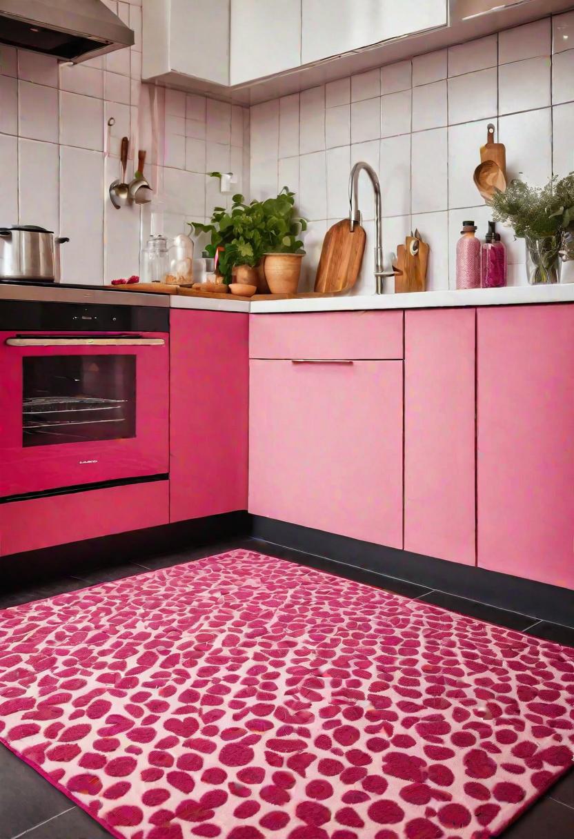35 Charming Pink Kitchen Ideas: a Feminine Flair in Your Cooking Space 21 18. Raspberry Pink Floor Rug-0