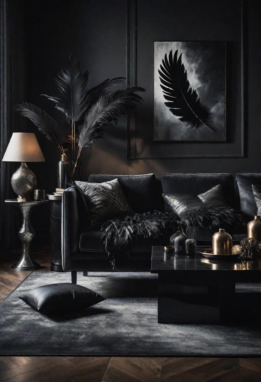 29 Moody Wohnzimmer Ideen: Erstellen Sie eine bezaubernde Atmosphäre 26 24. Raven-inspirierte Texturen & Silberdekor-0