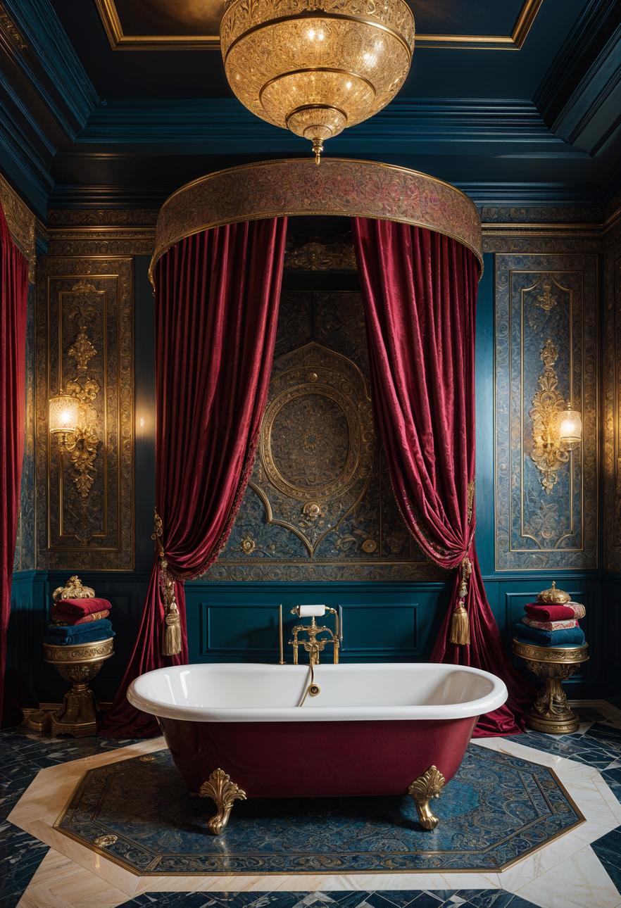 29 Breathtaking Bathroom Decor Ideas to Revamp Your Space 59 26. Regal Bathing Oasis-1