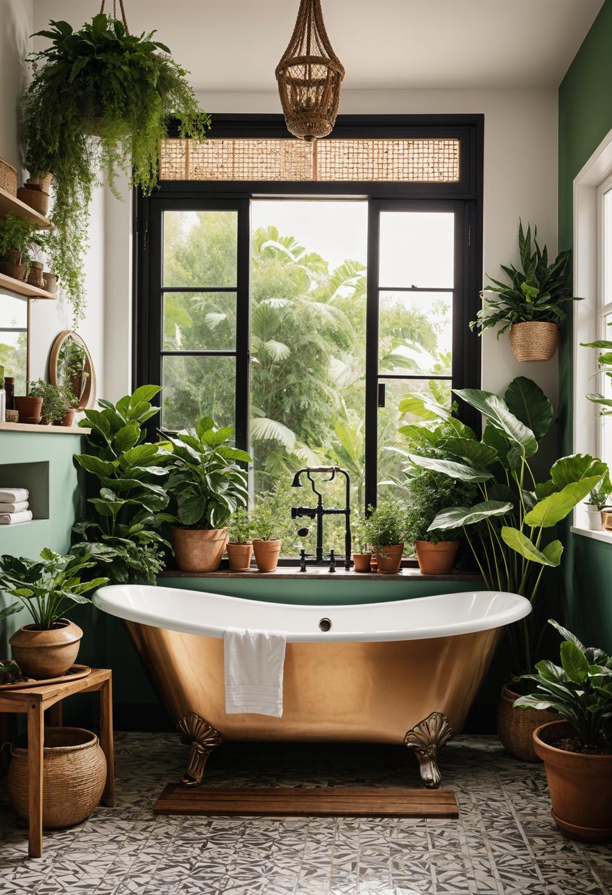 27 Dreamy Boho Bathroom Inspirations for Your Home Makeover 39 22. Relaxing Bathtub Tray with Plants-1
